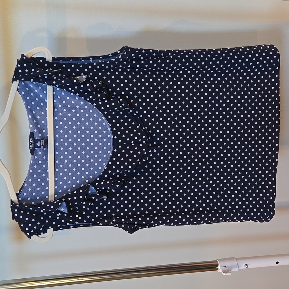 Chaps Polka Dot Sleeveless Top, sz XL